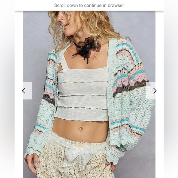 POL Light Green Crochet Sweater - Picture 2 of 7